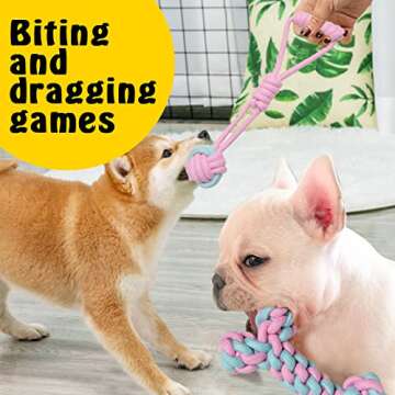 JMZDS&JL Dog Chew Toys for Puppies, 6 Pack Pet Teething Toys for Playtime and Teeth Cleaning, Squeaky Toys for Dogs Rubber Ball Dog Rope Toy Durable Pet Toys for Dogs Interactive Plush Dog Toys