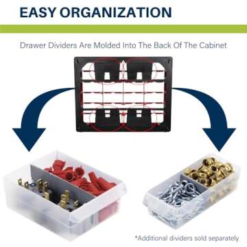 Akro-Mils 10144 44-Drawer Plastic Drawer Storage Cabinet for Garage Organization, Bead Organizer, Lego Storage, Teacher Toolbox, Makeup Organizer, and More, 20-Inch W x 6-Inch D x 16-Inch H, Red