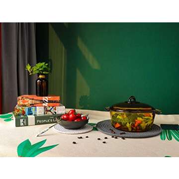 5-Pcs Trivet Pot Holder: Round Woven Potholders Set - 100% Cotton Braided Hot Pads - Coasters - Table Mats for Cooking and Baking One 11.8 Inch and Four 7 Inch