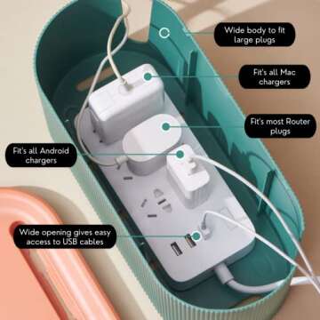 DClutter Cable Management Box | Cord Organizer to Conceal Computer, Router, TV Wires, & Power Strip | Modern, Minimalistic, Sleek & Sturdy Design | 3 Free Silicone Cable Ties Included - Honey Yellow