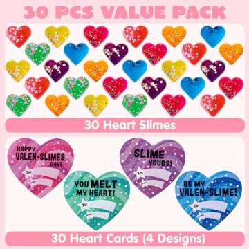 JOYIN 30 PCS Clear Slime Hearts for Kids Classroom Exchange Prizes, Party Favors, Gift Exchange