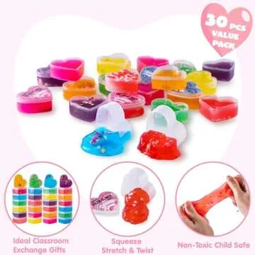 JOYIN 30 PCS Clear Slime Hearts for Kids Classroom Exchange Prizes, Party Favors, Gift Exchange