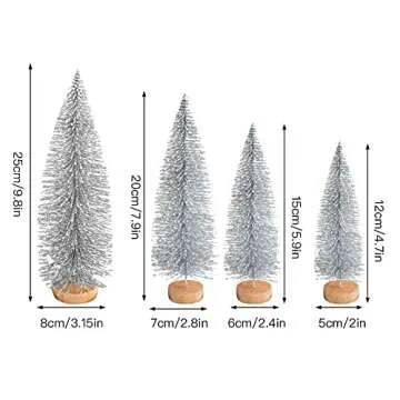 Firlar 4 PCS Artificial Mini Christmas Trees Set, Miniature Sisal Christmas Trees Bottle Brush Trees, Miniature Pine Trees with Wood Base Tabletop Trees for DIY Crafts Home Tabletop Decor, Pink