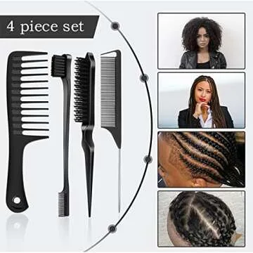 SWEET VIEW Hair Styling Set - 4 Versatile Brushes and Combs