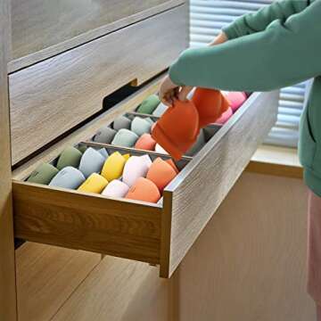 DIMJ Bra Organizer, 2 Pack Bra Storage Organizer for Drawer Closet, Foldable Drawer Organizers for Bras, Closet Organizers and Storage Bins for Bras (A-C Cup), Grey