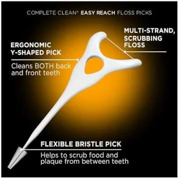DenTek Complete Clean Easy Reach Floss Picks, Advanced Fluoride Coating, Mouthwash Blast Flavor, 75 ct. (Pack of 2)