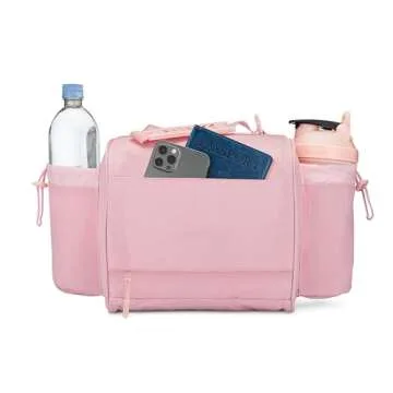 Hydra Cup Insulated Lunch Bag with Containers - Meal Prep Bag Included Ice Packs, Shaker Bottle, Protein Funnels & Luggage Strap, Travel Meal Bag, Meal Prep Lunch Box (Pink)