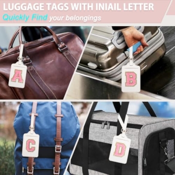 Personalized Chenille Initial Luggage Tags for Travel