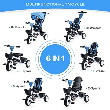 JMMD Baby Trike 6-in-1 Adjustable Tricycle for Kids