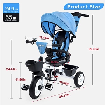 JMMD Baby Trike 6-in-1 Adjustable Tricycle for Kids
