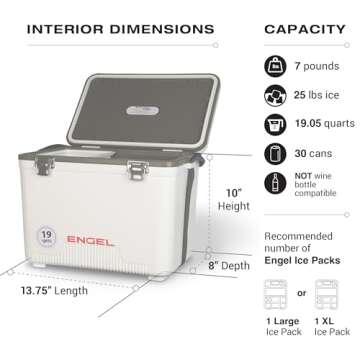 Engel UC19 19qt Leak-Proof Air Tight Cooler for All Outdoor Activities