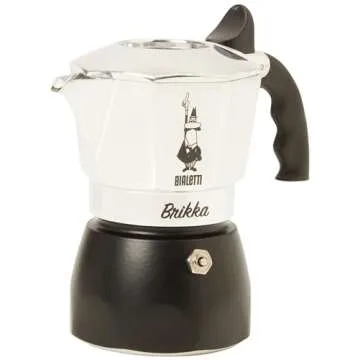 Bialetti - New Brikka, Moka Pot, the Only Stovetop Coffee Maker Capable of Producing a Crema-Rich Espresso, 2 Cups (3,4 Oz), Aluminum and Black