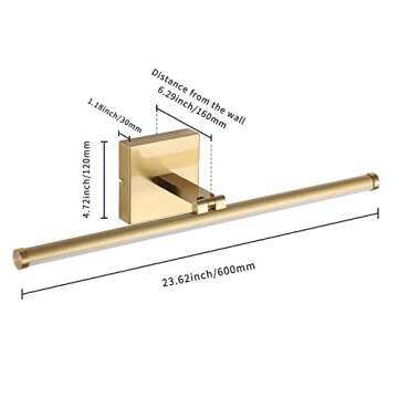 Joosenhouse Modern Bathroom Vanity Light, LED Vanity Light Fixtures Rotatable Brass Aluminum for Bathroom Lighting Wall Mount Picture Lighting Sconce 3000K Warm White Light