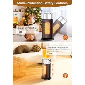 Space Heaters for Indoor Use, Staholz 3-in-1 Electric Heater with Humidifier with 3D Flame Ambient Light, 1500W Portable Heater with Thermostat, Remote, 12H Timer for Office Bedroom