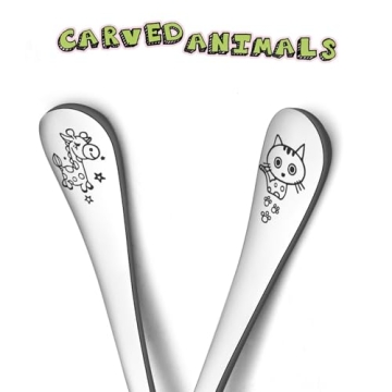 TeamFar Stainless Steel Toddler Utensils with Animal Handles
