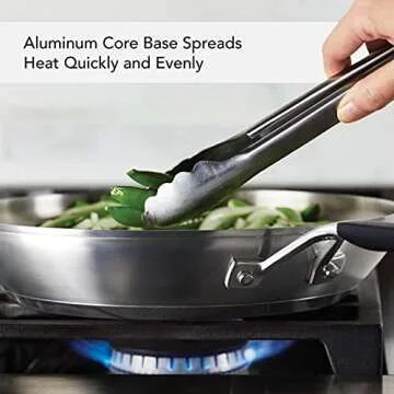 KitchenAid Stainless Steel Frying Pan/Skillet, 12 Inch, Brushed Stainless Steel