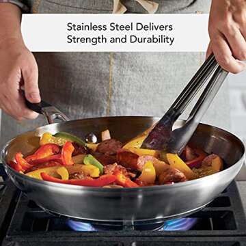 KitchenAid Stainless Steel Frying Pan/Skillet, 12 Inch, Brushed Stainless Steel