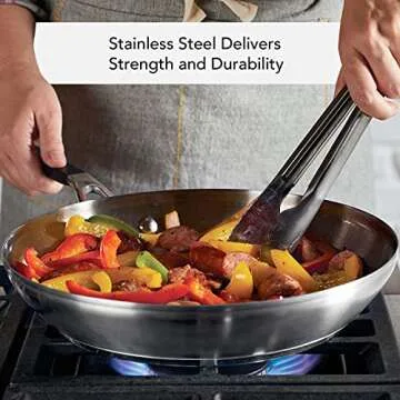 KitchenAid Stainless Steel Frying Pan/Skillet, 12 Inch, Brushed Stainless Steel