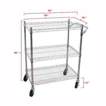 Oceanstar 3-Tier Heavy Duty All-Purpose Utility Cart, Chrome