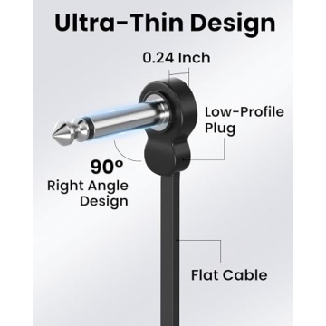 LuminologyPro 6 Pack Guitar Patch Cables, 5 Inch, Low Profile Right Angle Design