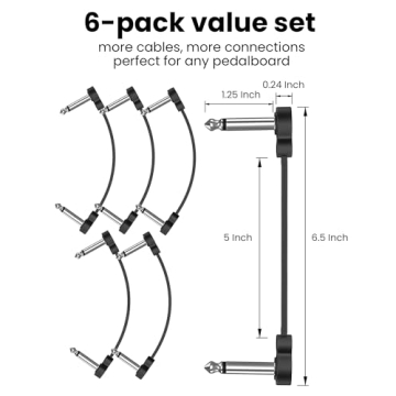 6 Pack LuminologyPro Guitar Patch Cables for Pedalboards