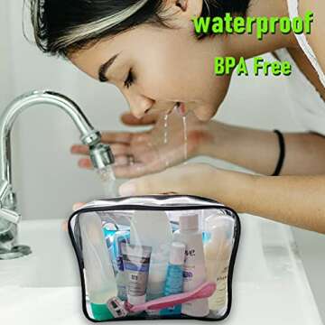 4 Pack Clear Cosmetic bag for travel Clear Toiletry Makeup Bags Tsa Approved Pouch Carry on Airport Airline Compliant Bags Portable Pvc Waterproof Bags with Zipper for Women Quart Size Bags Set