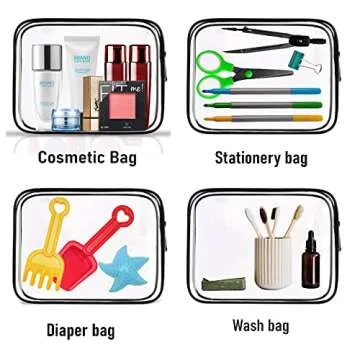 4 Pack Clear Cosmetic bag for travel Clear Toiletry Makeup Bags Tsa Approved Pouch Carry on Airport Airline Compliant Bags Portable Pvc Waterproof Bags with Zipper for Women Quart Size Bags Set