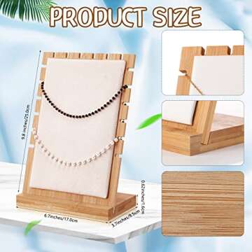 Marsui 8 Pcs Bamboo Jewelry Display Holder Set for Organizing and Showcasing Jewelry