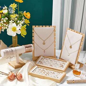 Marsui Bamboo Jewelry Display Set - 8 Pcs Organizer