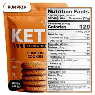 Sugar Free Pumpkin Spice Flavor Keto Cookies 6.35Oz Each Bag Low Carb Gluten Free Paleo Diabetic Diet Friendly 3g Protein (2-Pack)
