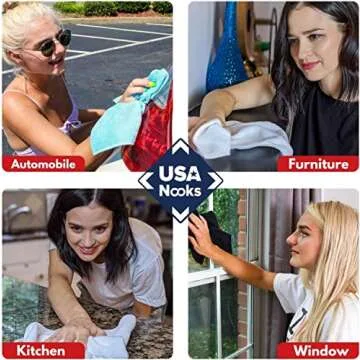 USANOOKS Microfiber Cleaning Cloth - 12Pcs 12.5x12.5 inch High Performance - 1200 Washes, Ultra Absorbent Towels Grip Root Weave Grime & Liquid for Streak-Free Mirror Shine.