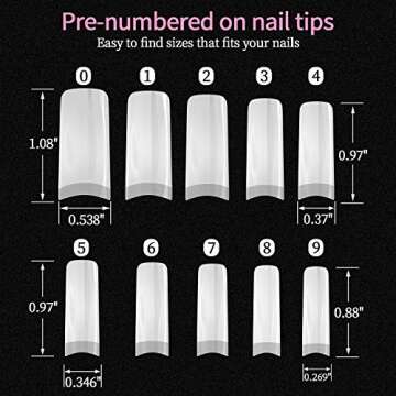 Acrylic Nail Tips 500pcs, French Fake Nails Natural False Nail Tips with Nail Clipper and Storage Ca...