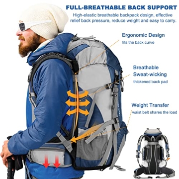 Loowoko 50L Waterproof Hiking Backpack for Adventurers