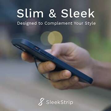 SleekStrip Ultra-Thin Phone Grip, Non-Slip Phone Strap Holder for Hand, Finger Strap for Phone, Adjustable Angle Strap Holder, Phone Case Accessory Gift for iPhone and Android