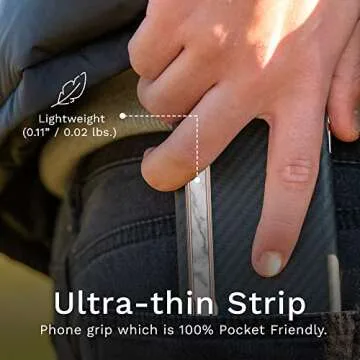 SleekStrip Ultra-Thin Phone Grip, Non-Slip Phone Strap Holder for Hand, Finger Strap for Phone, Adjustable Angle Strap Holder, Phone Case Accessory Gift for iPhone and Android