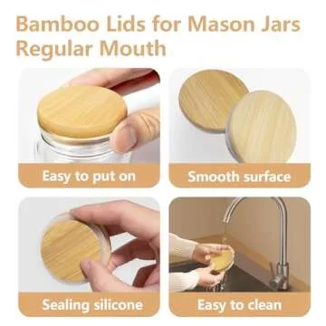Eco-Friendly Mason Jar Bamboo Lids with Silicone Sealing