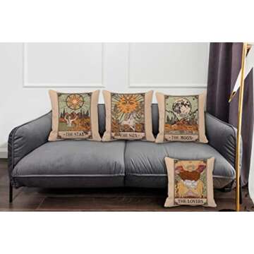 GICHUGI Tarot Card Pillow Covers Set - Tarot Decor Flannel 18x18