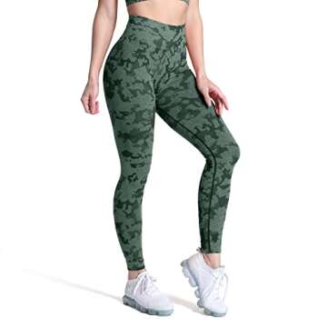 Aoxjox Women's Scrunch Butt Lifting Adapt Camo Seamless Leggings Booty High Waisted Workout Yoga Pants (Obsidian Green, Medium)