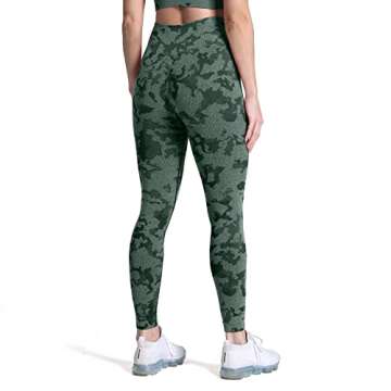 Aoxjox Women's Scrunch Butt Lifting Adapt Camo Seamless Leggings Booty High Waisted Workout Yoga Pants (Obsidian Green, Medium)