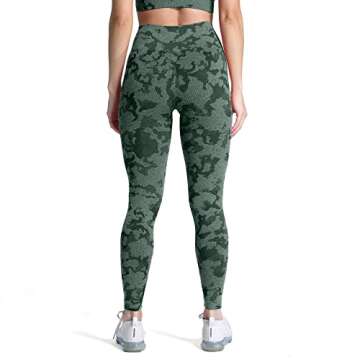Aoxjox Women's Scrunch Butt Lifting Adapt Camo Seamless Leggings Booty High Waisted Workout Yoga Pants (Obsidian Green, Medium)
