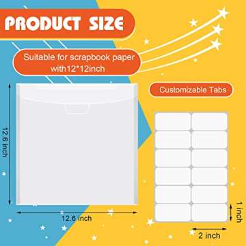 Henoyso 12 Pcs 12 x 12 Paper Storage Organizer Scrapbook Paper Holder Clear Loading Files Plastic Pa...