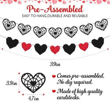 Valentine's Day Decoration Gothic Valelntins Love Heart Banner Romantic Dark Valentine Decor Kiss Lo...