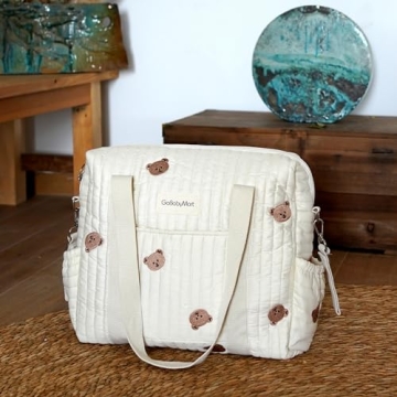 GOBABYMART Large Diaper Bag Tote, Maternity Bag, Travel diaper tote, Multifunction baby bag, Baby Nappy Bags, Messenger bag (Medium - Bears)
