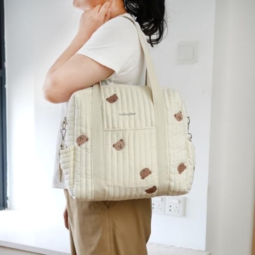 GOBABYMART Large Diaper Bag Tote, Maternity Bag, Travel diaper tote, Multifunction baby bag, Baby Nappy Bags, Messenger bag (Medium - Bears)