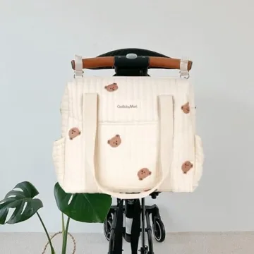 GOBABYMART Large Diaper Bag Tote, Maternity Bag, Travel diaper tote, Multifunction baby bag, Baby Nappy Bags, Messenger bag (Medium - Bears)