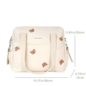 GOBABYMART Large Diaper Bag Tote, Maternity Bag, Travel diaper tote, Multifunction baby bag, Baby Nappy Bags, Messenger bag (Medium - Bears)