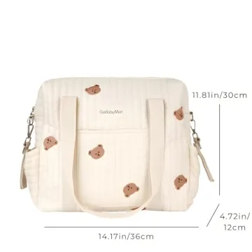 GOBABYMART Large Diaper Bag Tote, Maternity Bag, Travel diaper tote, Multifunction baby bag, Baby Nappy Bags, Messenger bag (Medium - Bears)