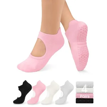 yeuG Grip Pilates Socks for Women - Non Slip & Stylish Yoga Socks