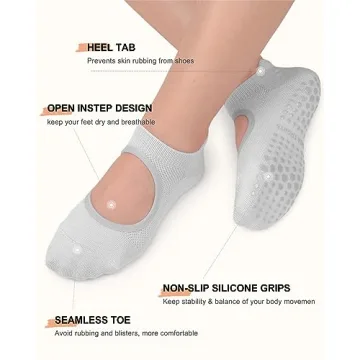 yeuG Grip Pilates Yoga Socks with Non Slip Grips