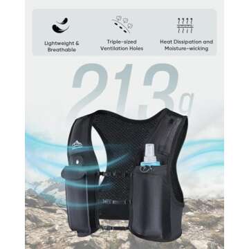 Zelvot Running Vest for Women Men, USA Original Patent, Adjustable Chest Straps Running Hydration Vest with 500ml Soft Flask, Lightweight Breathable Reflective Running Vest for Trail Running - M/L